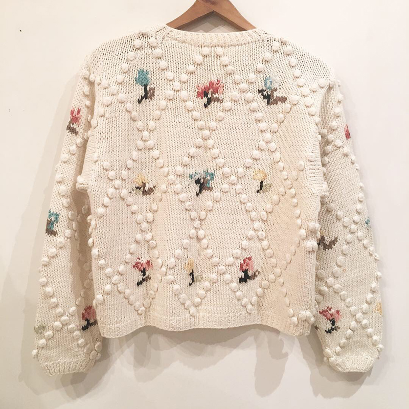 frower embroidery cotton cardigan（USED）