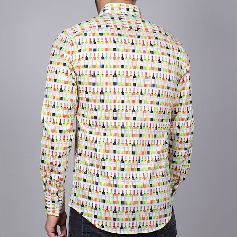 ワインボトル柄シャツ（COTON DOUX）