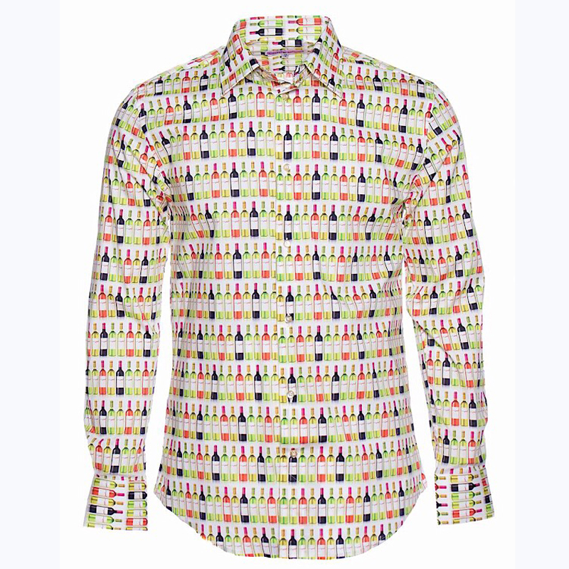 ワインボトル柄シャツ（COTON DOUX）