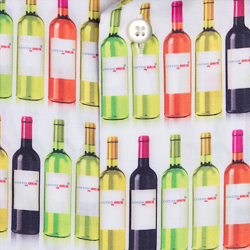 ワインボトル柄シャツ（COTON DOUX）