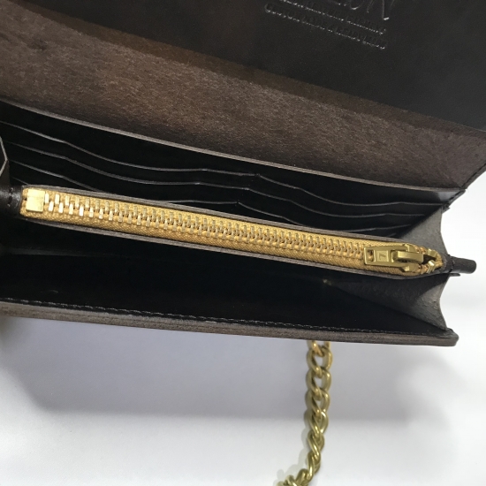 NEON Leather Garment Tracker Brown Leather Wallet （NEON）