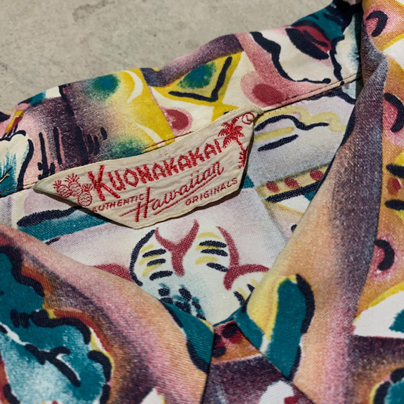 1950's KUONAKAKAI Rayon Hawaiian S/S Shirt（USED）