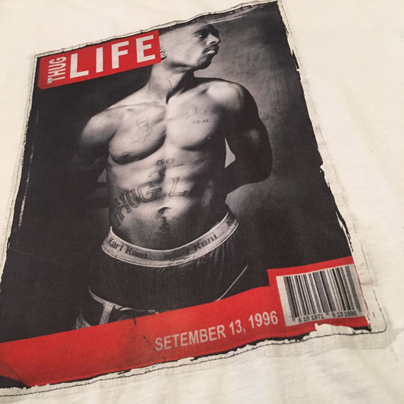 90's～2PAC Tupac Shakur "THUG LIFE" パロディTシャツ（USED）