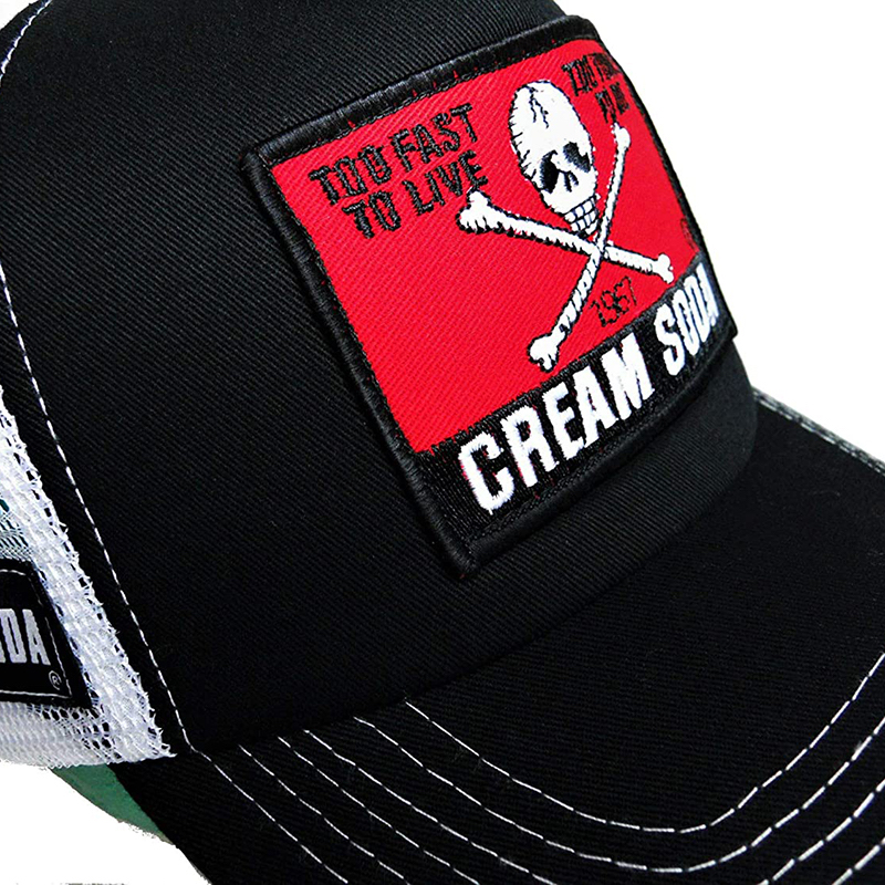 CREAM SODA 角ドクロ メッシュキャップ 『 WHITE × BLACK