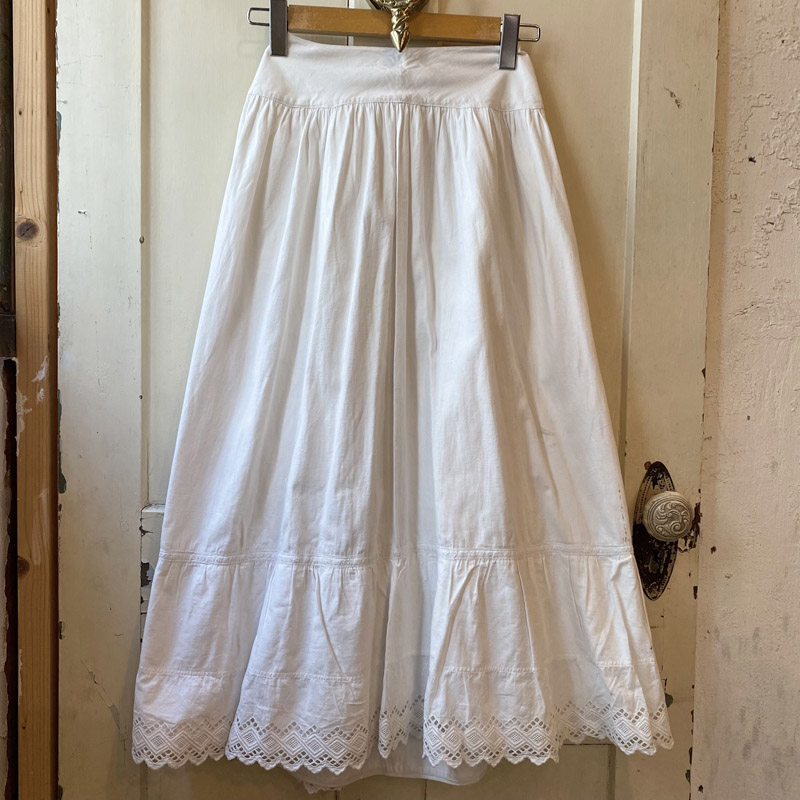 1920s French antique カットワークレース コットンスカート