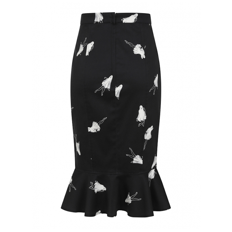 Winifred Pinup Ghouls Fishtail Skirt