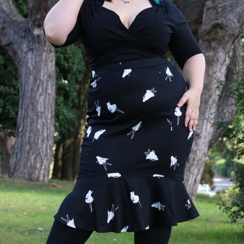 Winifred Pinup Ghouls Fishtail Skirt