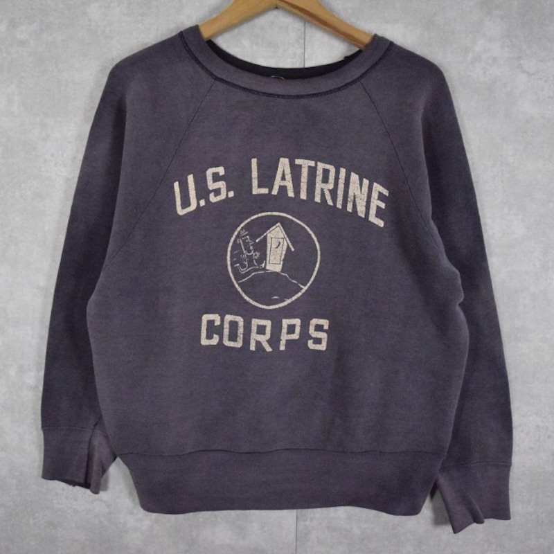 50〜60's ラグランスウェット 3段プリント