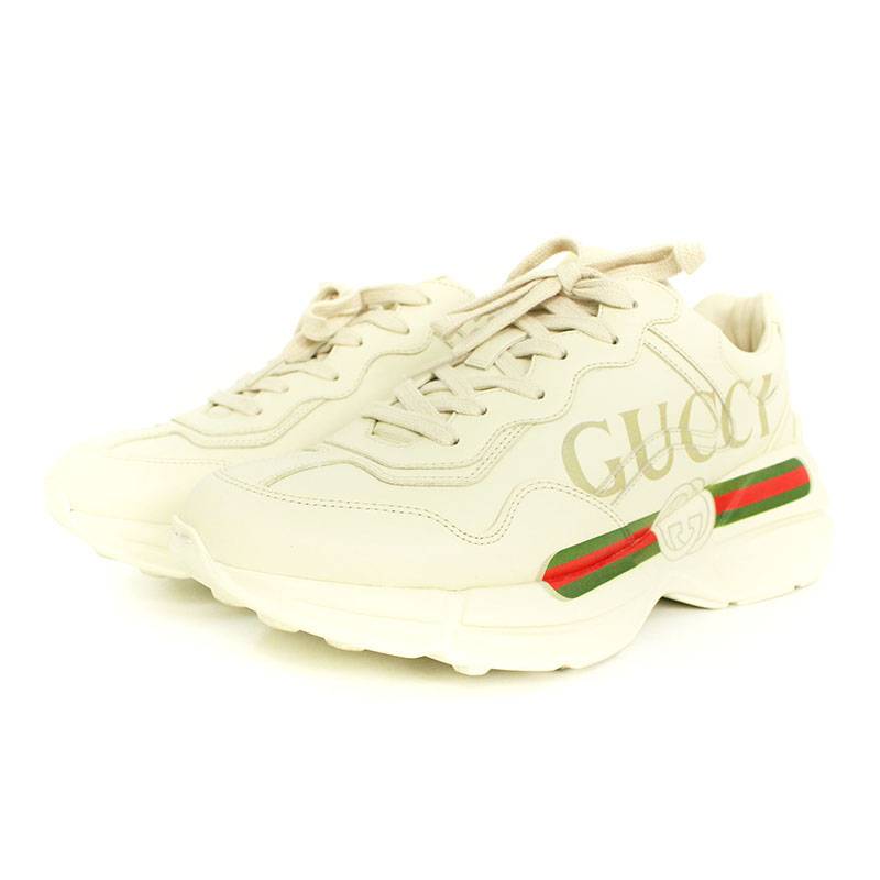 サイドヴィンテージロゴプリントレザースニーカー（GUCCI）