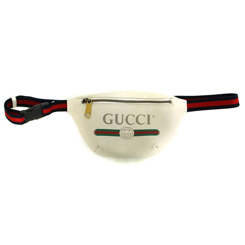 ロゴプリントスモールレザーウエストバッグ（GUCCI）