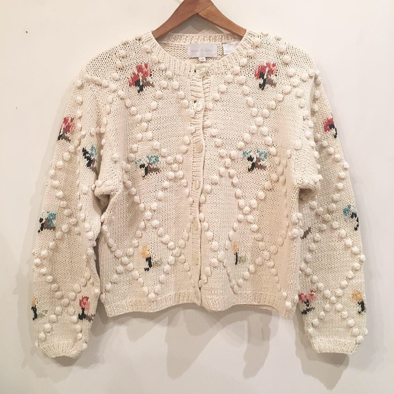 frower embroidery cotton cardigan（USED）