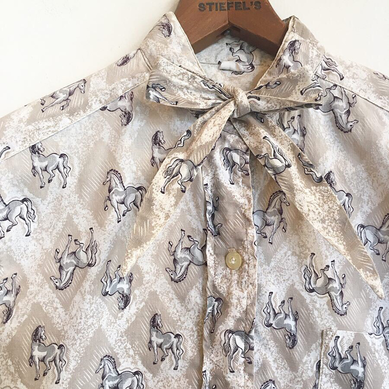 1960's vintage horse textile shirts（USED）