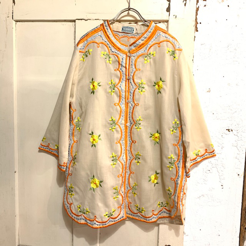 1970’s vintageお花刺繍チャイナ風ジャケット