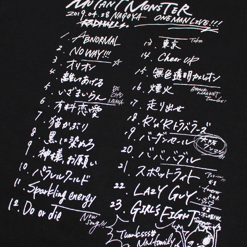 名古屋ワンマン セットリストTシャツ （BLACK MARKET x MUTANT MONSTER [BLACK MONSTER]）