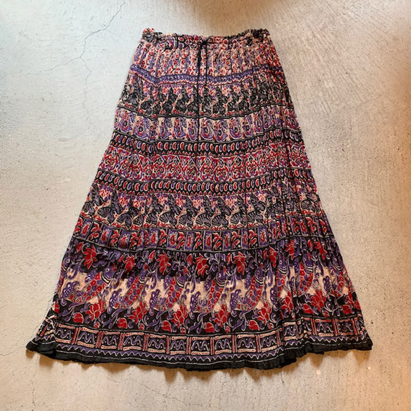 Butterfly pattern india cotton skirt（USED）
